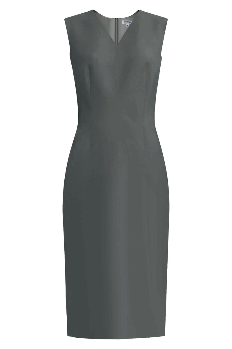 CaeliNYC Kateri High Quality V-Neck Gray Sheath Dress