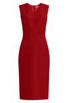 Kateri Red V-Neck Midi Sheath Dress