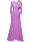 purple gown with sleeve