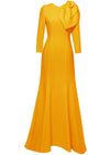 yellow long sleeve evening gown