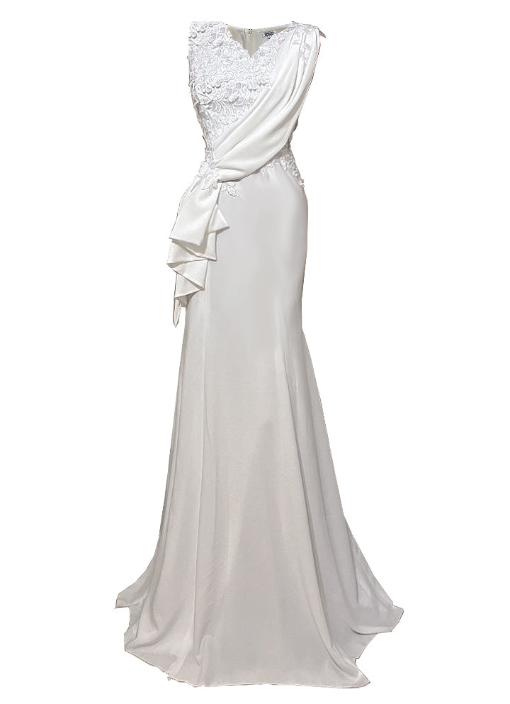 Portofino Gown with Lace top and Drape Detail – CaeliNYC