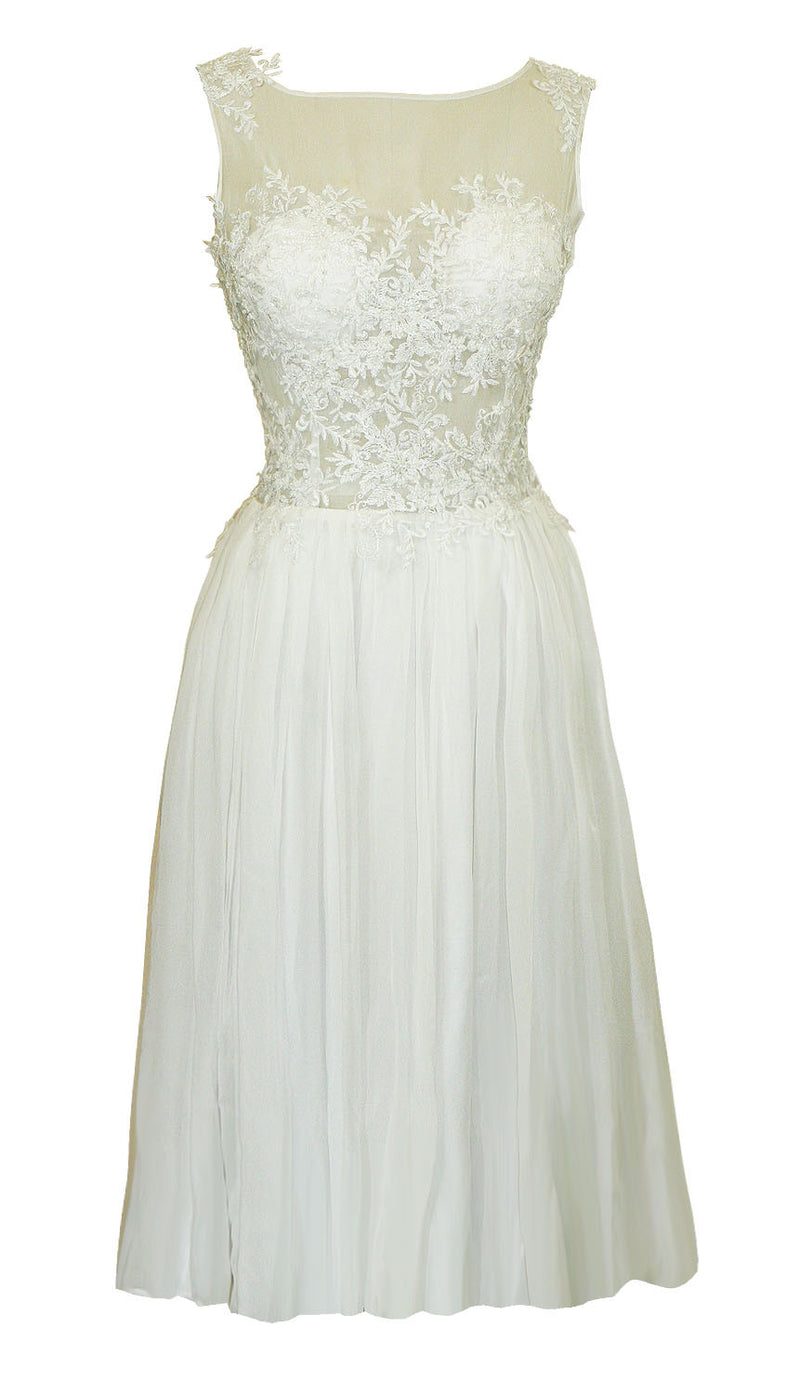 Somerset White Lace and Chiffon Midi Dress
