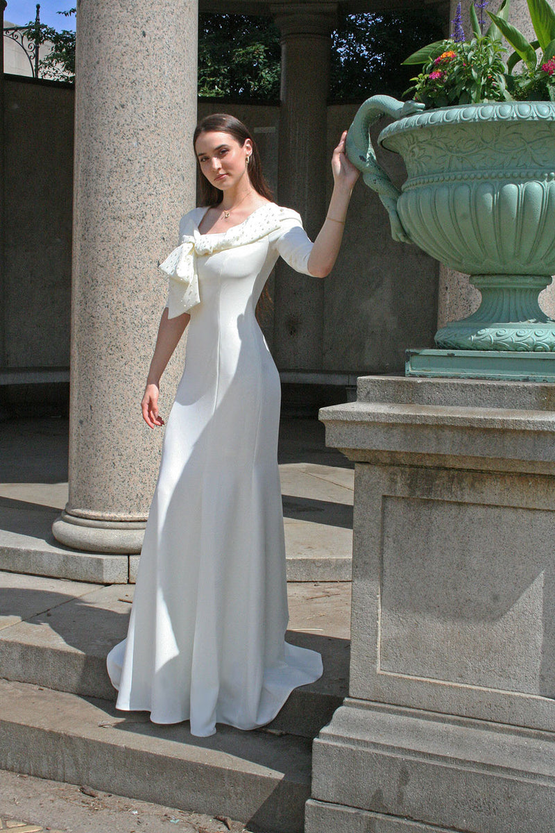 Cypress Gown with Pearl Embellished Bow