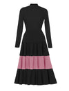 France Black and Pink High Neck Dress