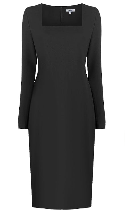 black dress ivanka trump wore, black sheath dress with long sleeves and square neckline