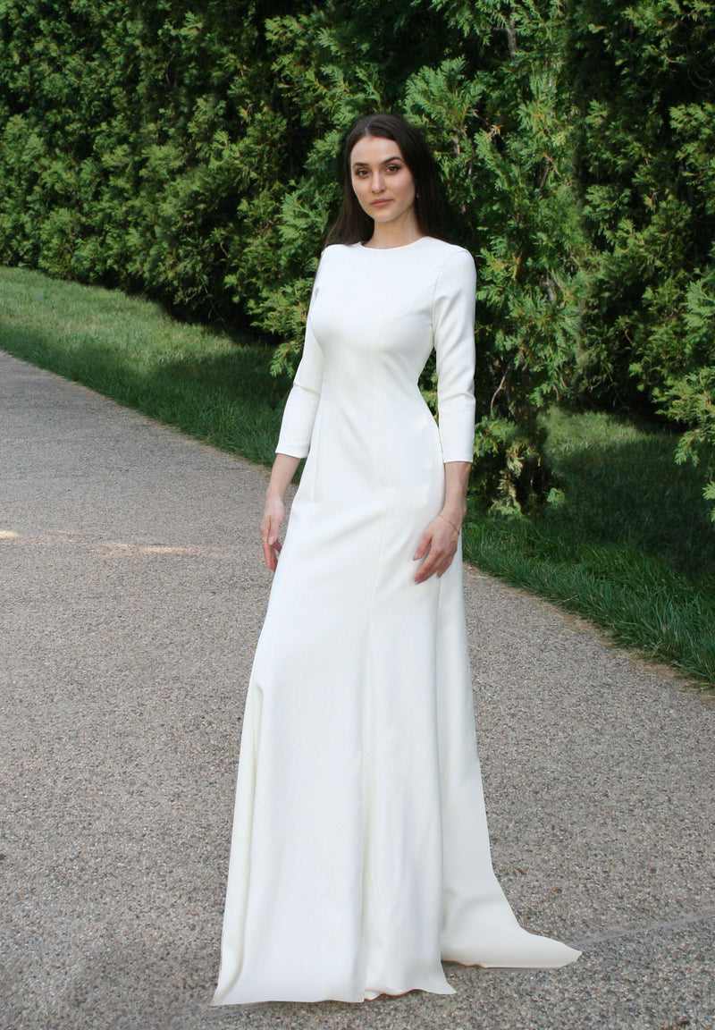 CaeliNYC Modest Bridal Gown Minimalist 