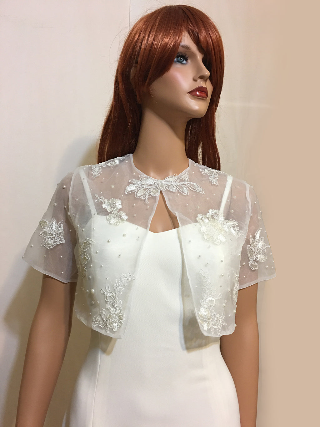 off white lace bolero, bridal cover up