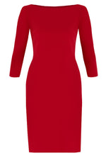 Juliette Red Boat Neckline Sheath Dress