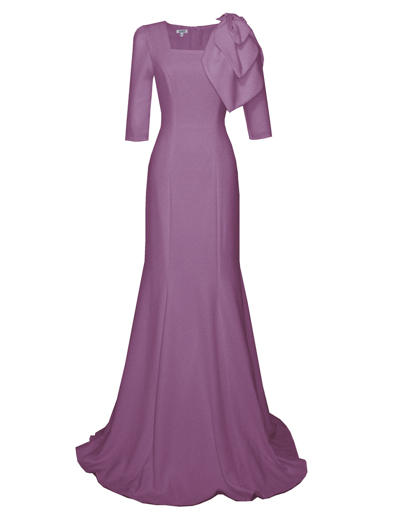 light purple, Gown by CaeliNYC, gown with sleeves and bow