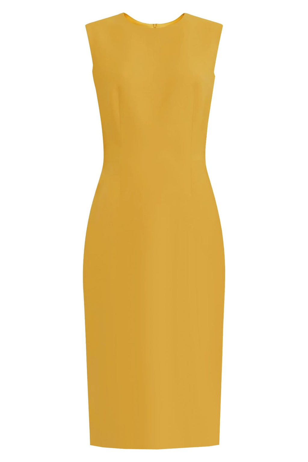 Yellow 100% Italian Wool Crepe Sheath Dress