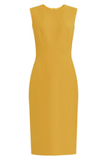 Yellow 100% Italian Wool Crepe Sheath Dress