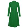 green high neck midi long sleeve modest dress