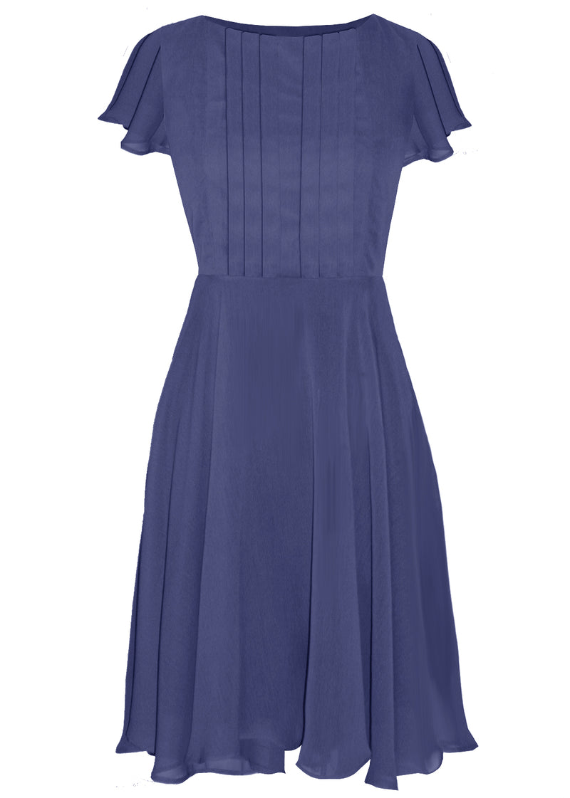 chiffon dress with full skirt blue