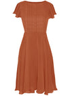 Therasia Chiffon Midi Dress with Full Skirt and Sleeves