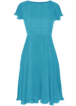 sky blue flowy chiffon dress with sleeves by caelinyc