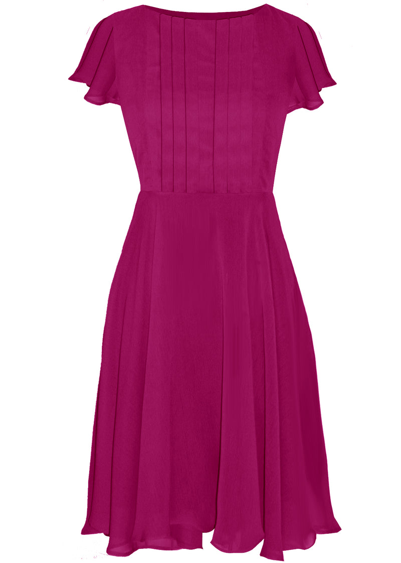 caelinyc magenta chiffon dress with butterfly sleeves