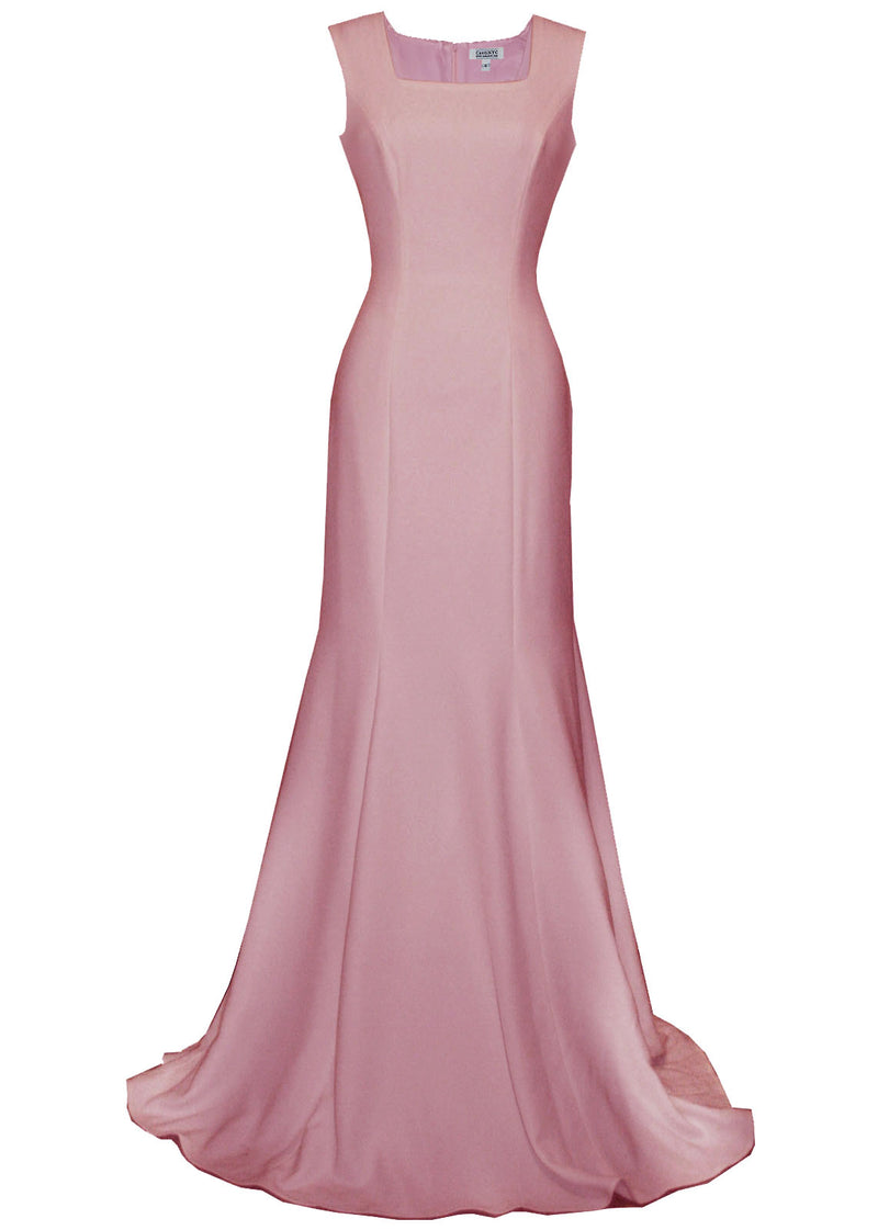 Bridesmaids, Ready-to-wear gown, ready to ship gowns, pink gown, pink gown with square neckline