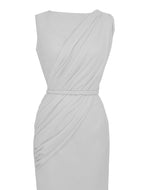 White Alexia Draped Column Gown