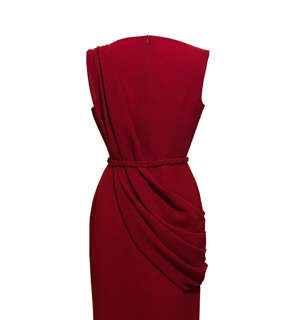 red draped dress by caelinyc back view