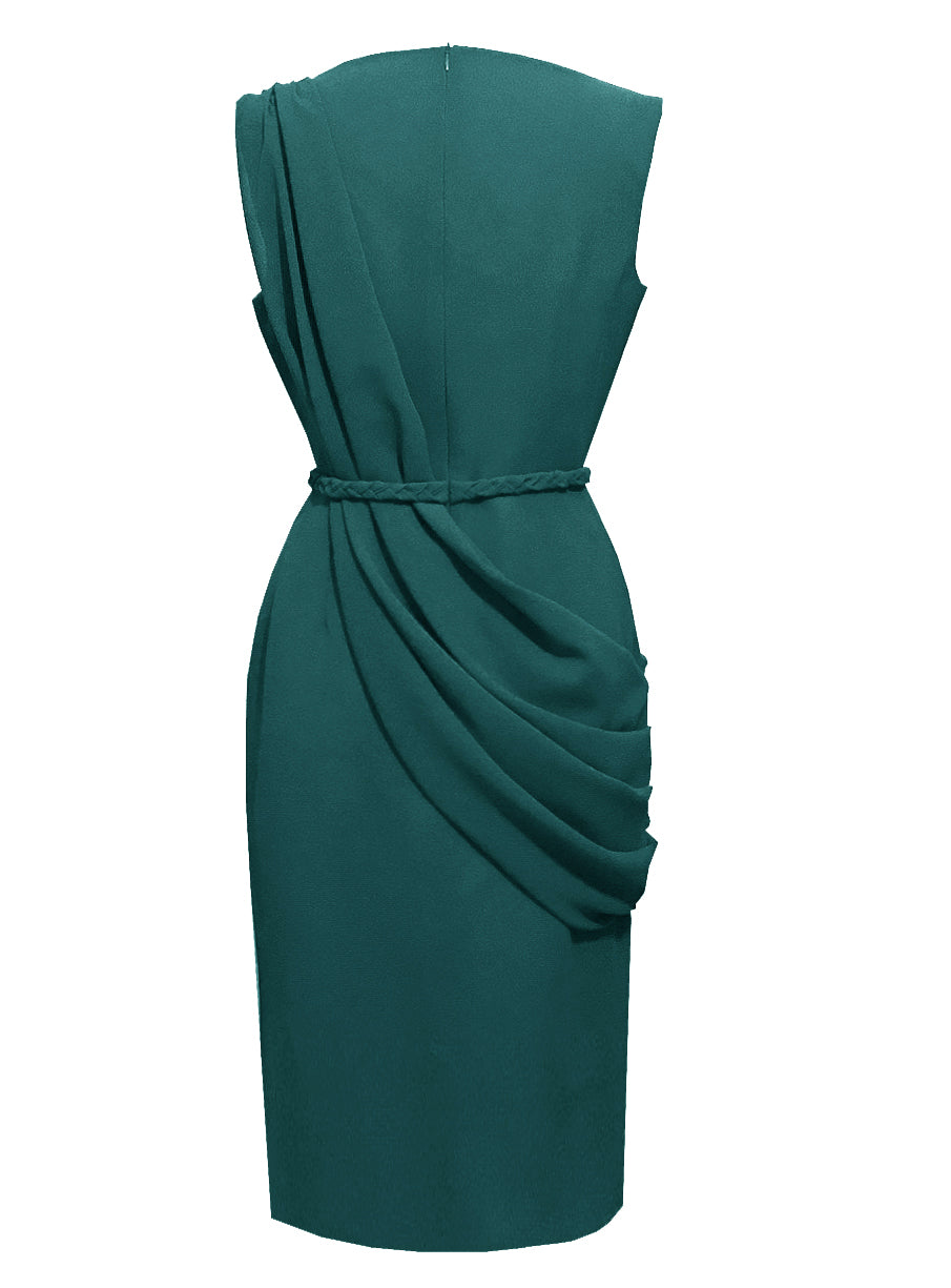 Alexandria Draped Cocktail Dress Teal (Ready to ship)