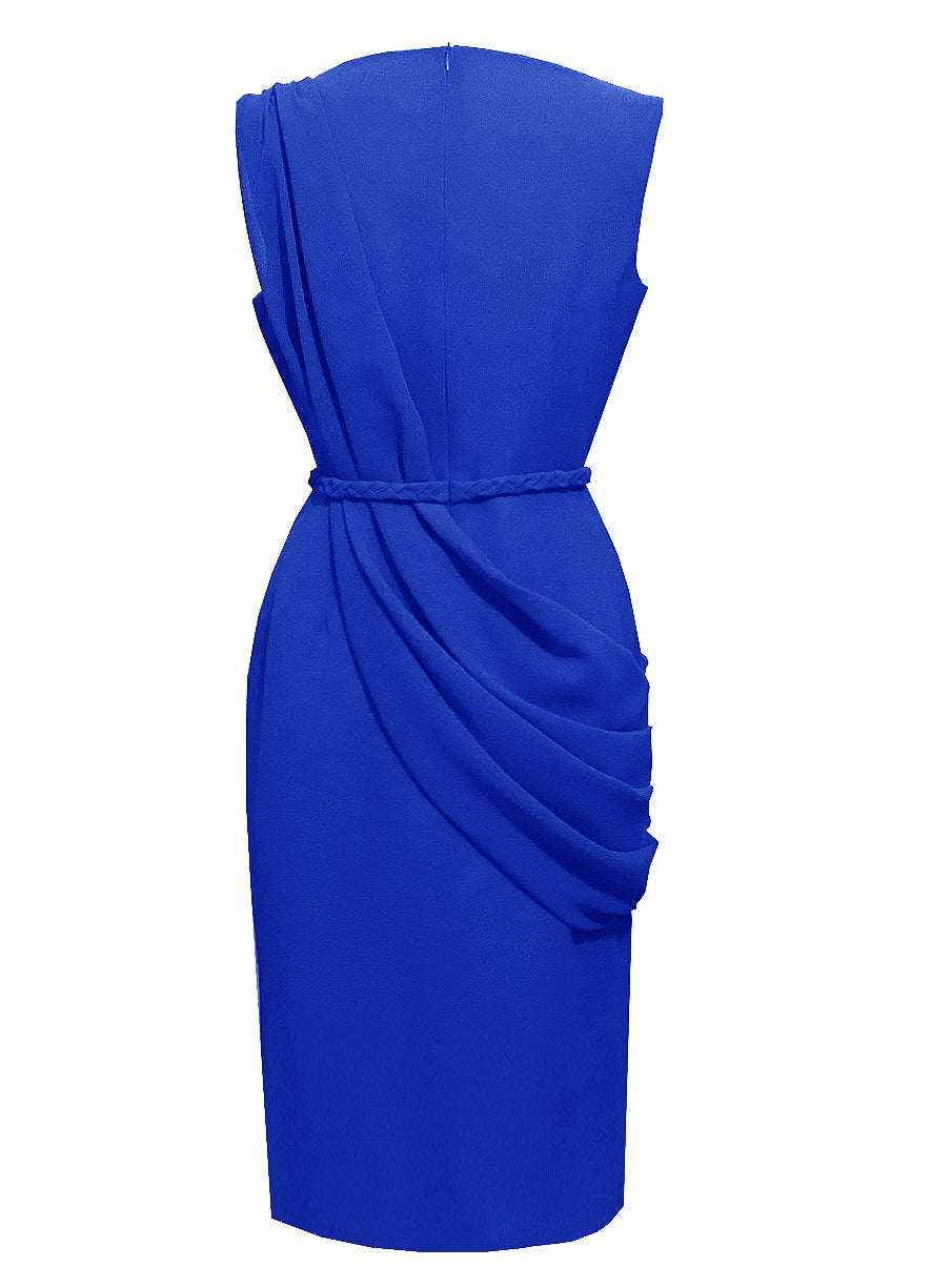 Alexandria Royal Blue Draped Cocktail Dress