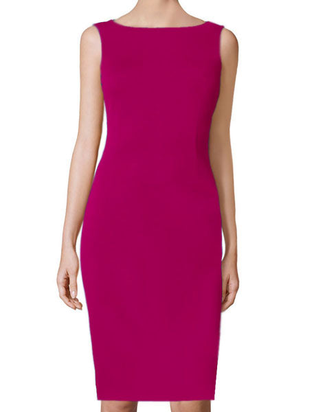 Fuchsia Sheath Dress with Boat Neckline Aspen by CaeliNYC