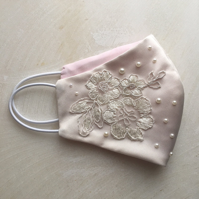 Inverness Embroiderd Lace and Pearls Face Mask