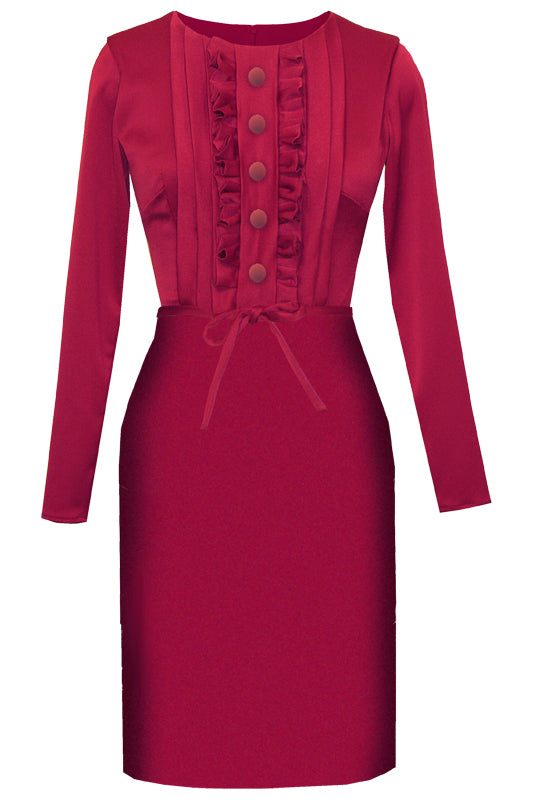 Raspberry Buttondown Sheath Dress - Calypso