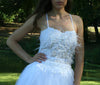 lace with feathers bridal dress