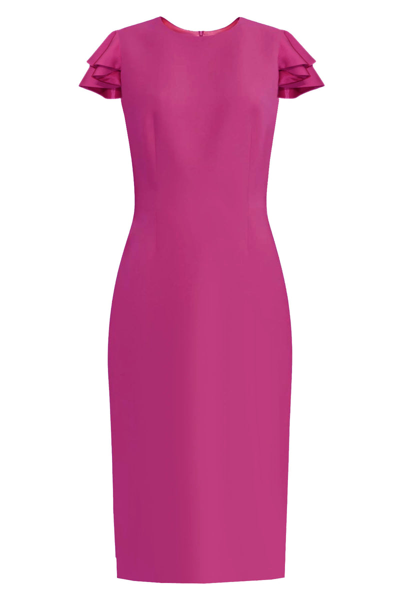 CaeliNYC Estella Fuchsia Sheath Dress with Butterfly Sleeves CaeliNYC CaeliNYC Estella Fuchsia Sheath Dress with Butterfly Sleeves CaeliNYC
