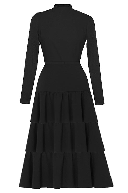 Florentine Black Long Sleeves Dress