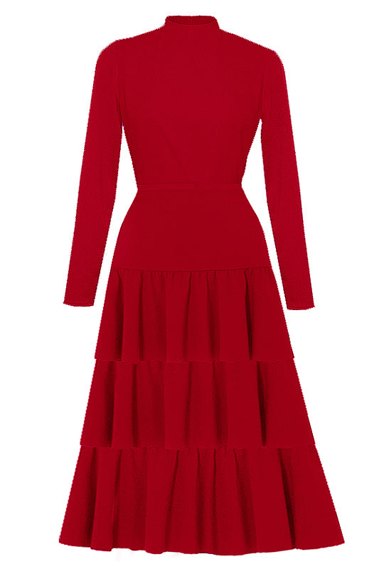 _ Florentine Red High Neck Dress
