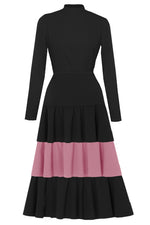 France Black and Pink High Neck Dress – CaeliNYC