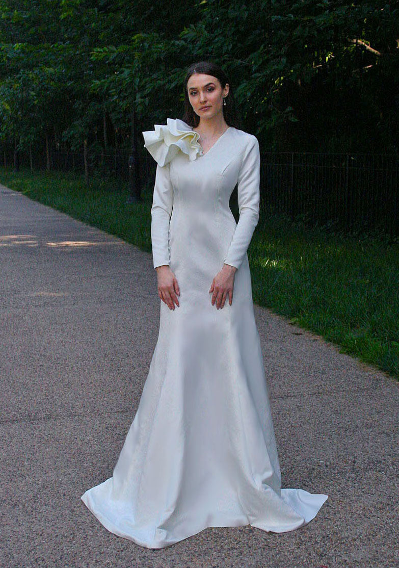 modest wedding dress, modest bridal, bridal dress with sleeves