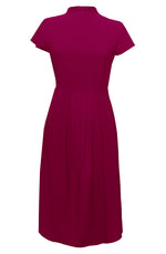 fuchsia high neck midi dress black