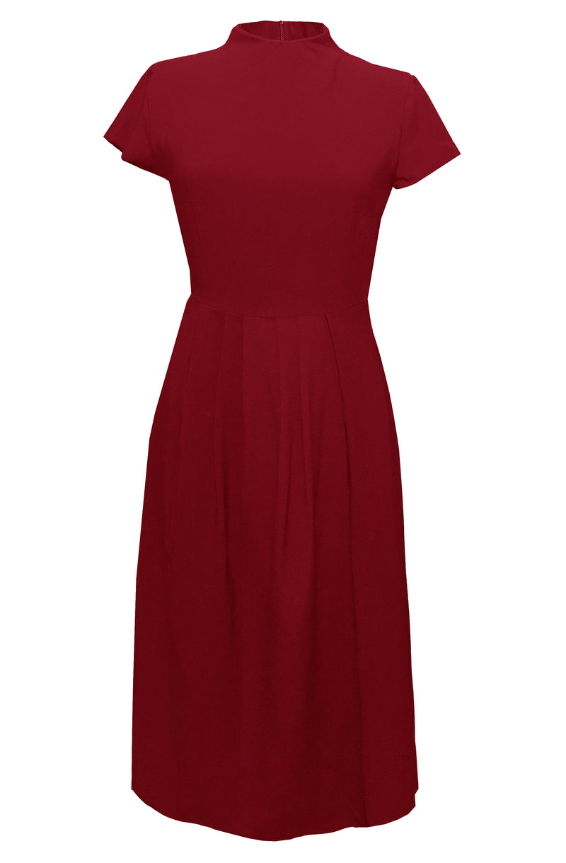 red high neck midi dress 