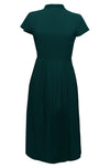 teal high neck midi dress black