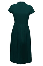 teal high neck midi dress black