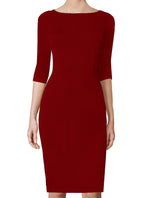 Juliette Red Boat Neckline Sheath Dress