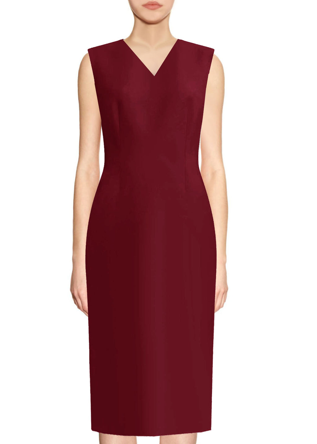 Kateri V-Neckline Burgundy Sheath Dress