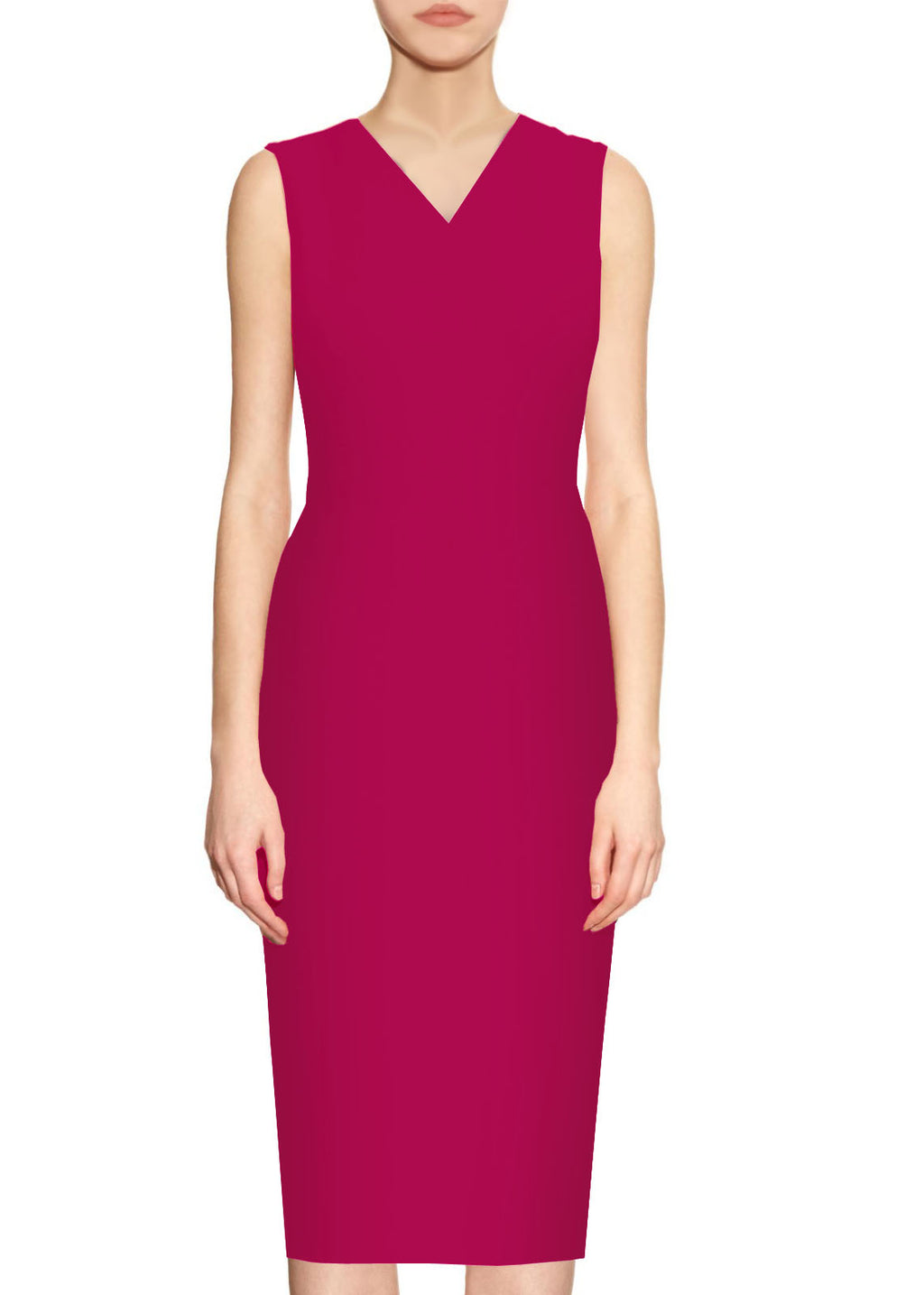 Kateri V-Neck Fuchsia Sheath Dress