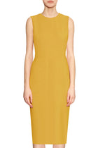 CaeliNYC Yellow 100% Italian Wool Crepe Sheath Dress