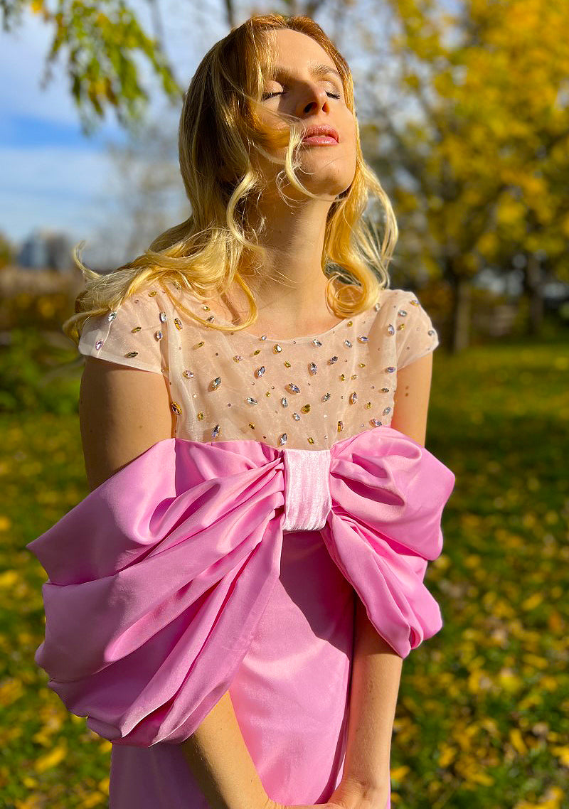 Lalibela Gown with Rhinestones and Statement Bow