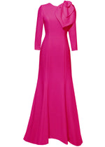 Lilinoe Fuchsia Gown with Sleeves, modest gown, hot pink modest gown