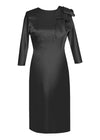 Black Satin Sheath Dress with Modern Bow