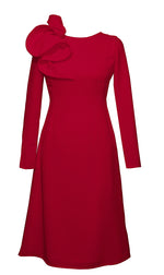 red modest cocktail dress