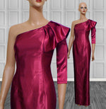 Malaga Rose One Shoulder Gown - Cardinal