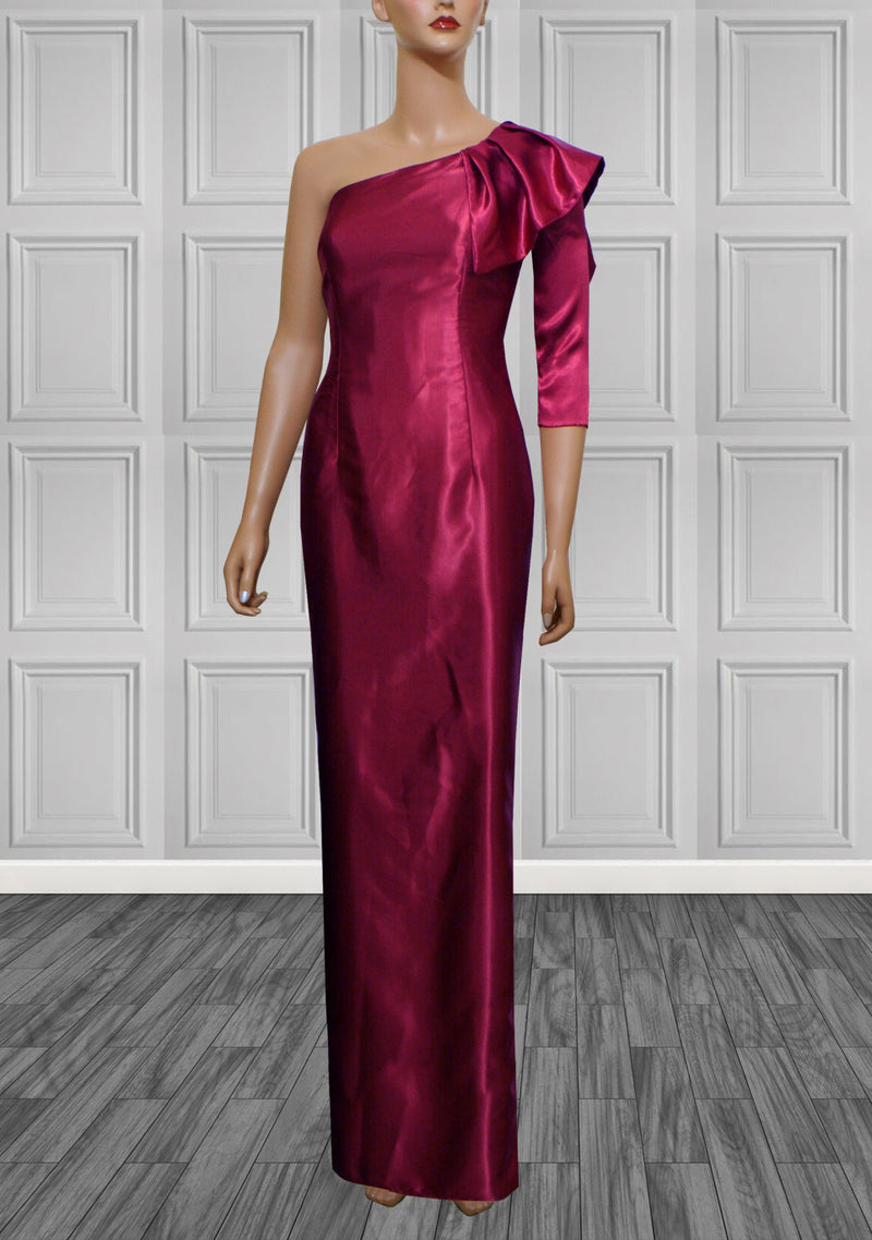 Malaga Rose One Shoulder Gown - Cardinal