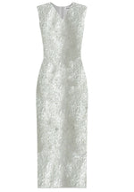 Bondi White Sequin Midi Dress with V-neck