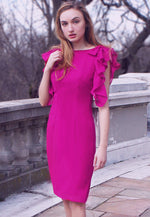 Hot Pink Draped Cocktail Dress